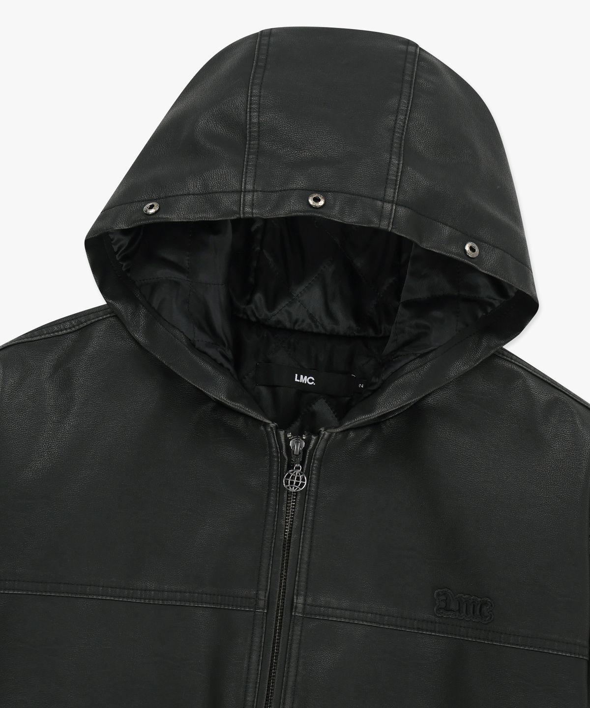 엘엠씨(LMC) FAUX LEATHER HOODED JACKET black