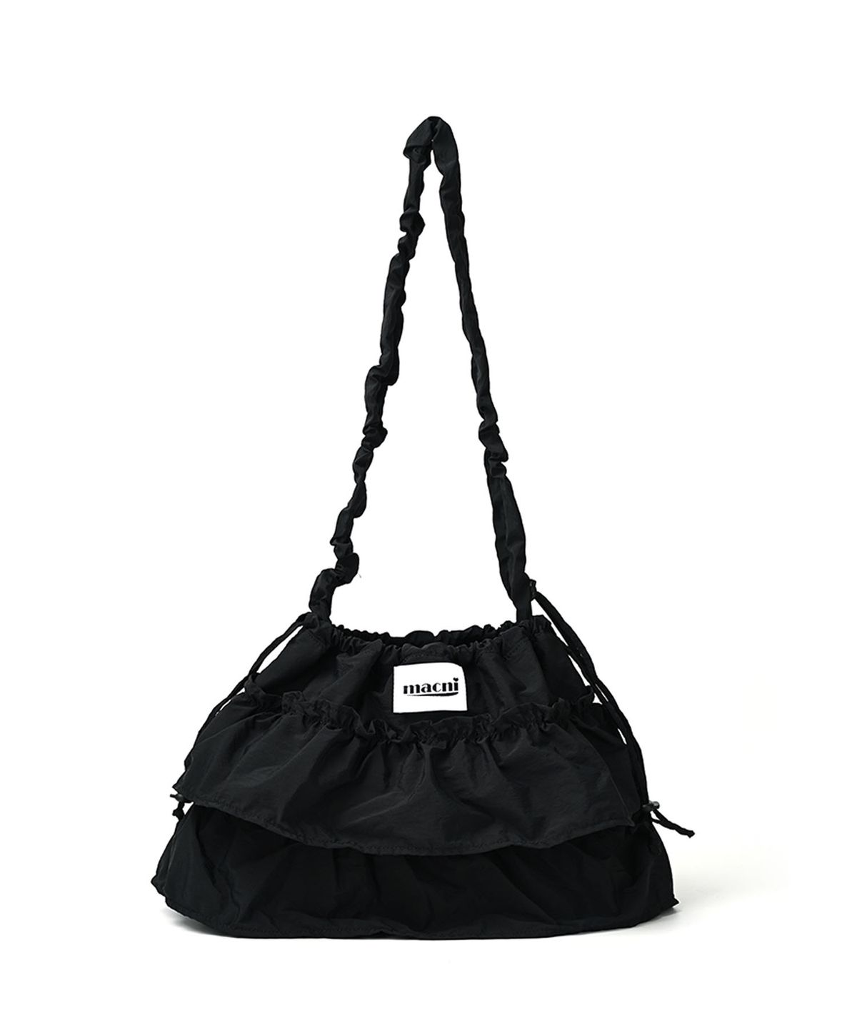 마크니(MACNI) CANCAN FRILL SHOULDER CROSS BAG BLACK