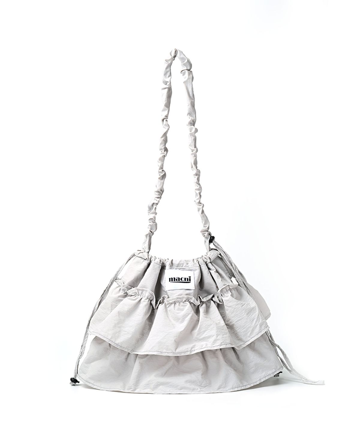 마크니(MACNI) CANCAN FRILL SHOULDER CROSS BAG LIGHT GREY