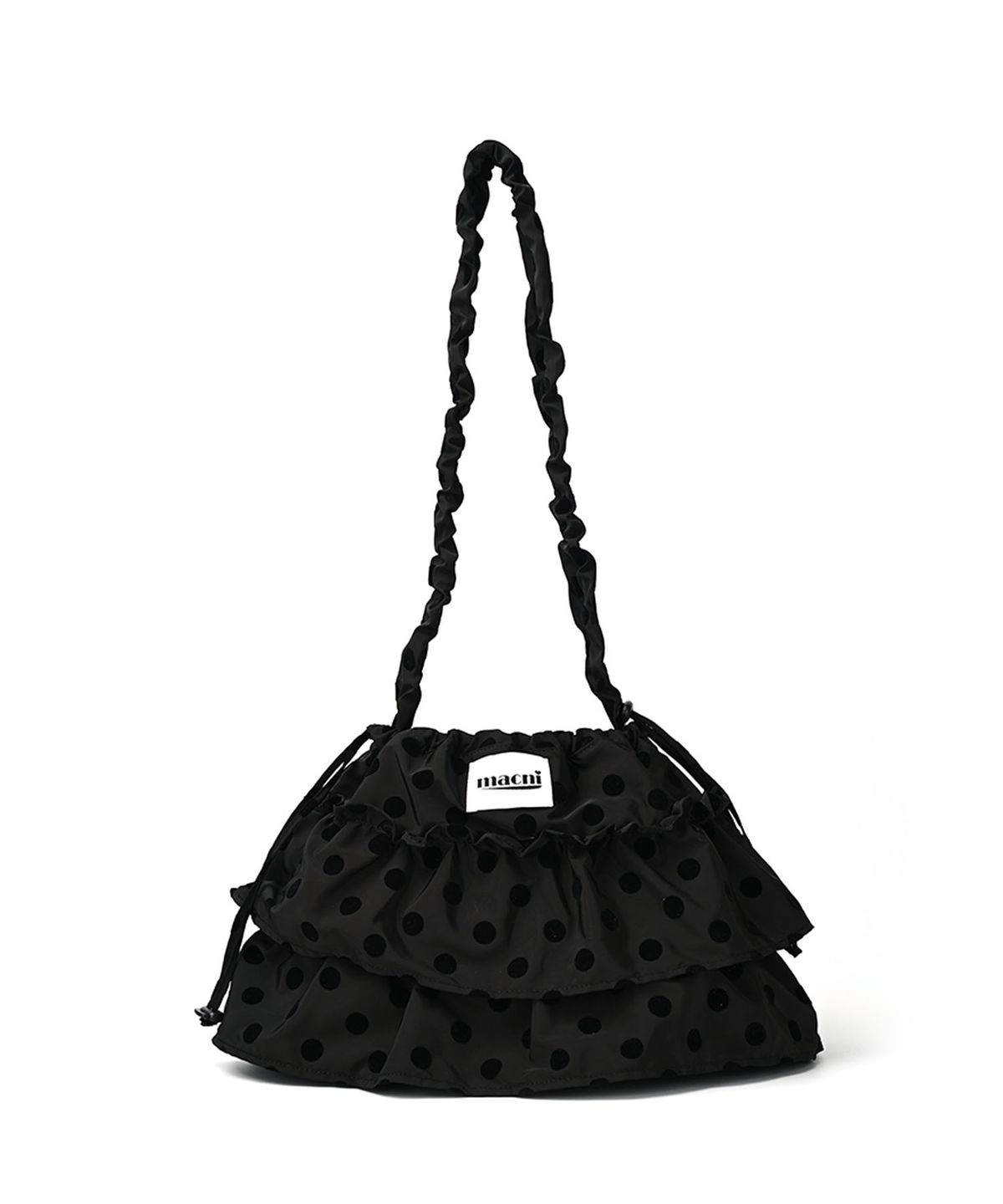 마크니(MACNI) CANCAN FRILL SHOULDER CROSS BAG DOT BLACK