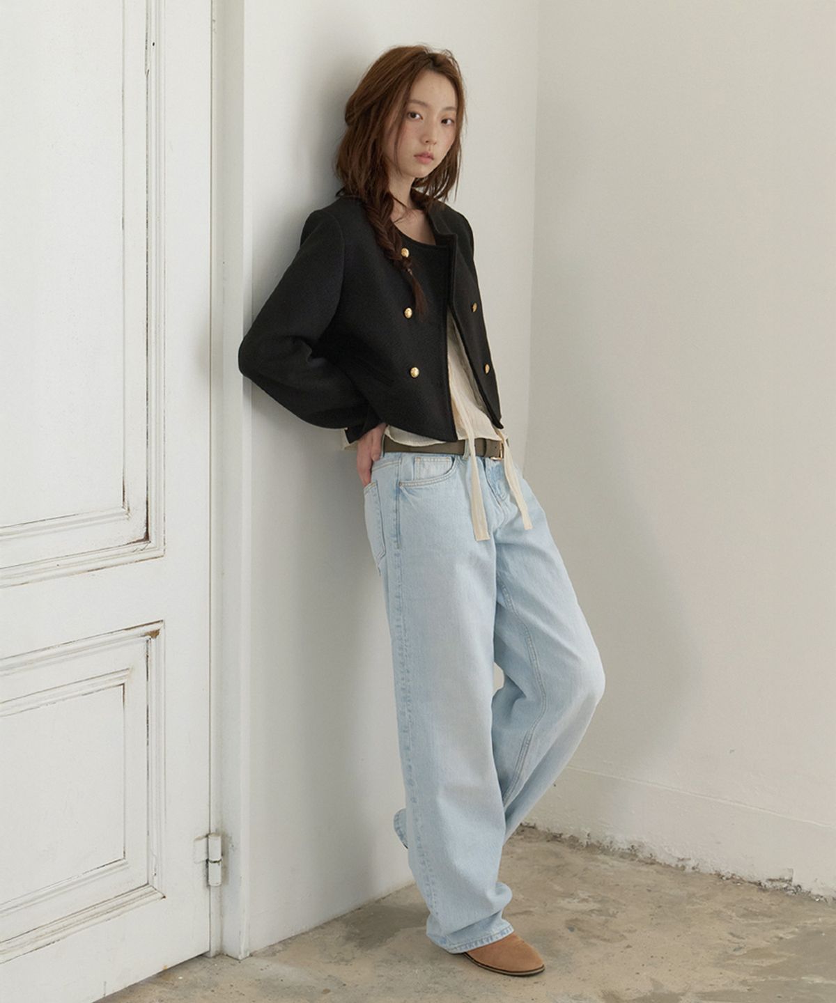 뮈르뮈르(MURMURE) 데튼 로우 스트레이트 데님 팬츠_Deton  Jeans