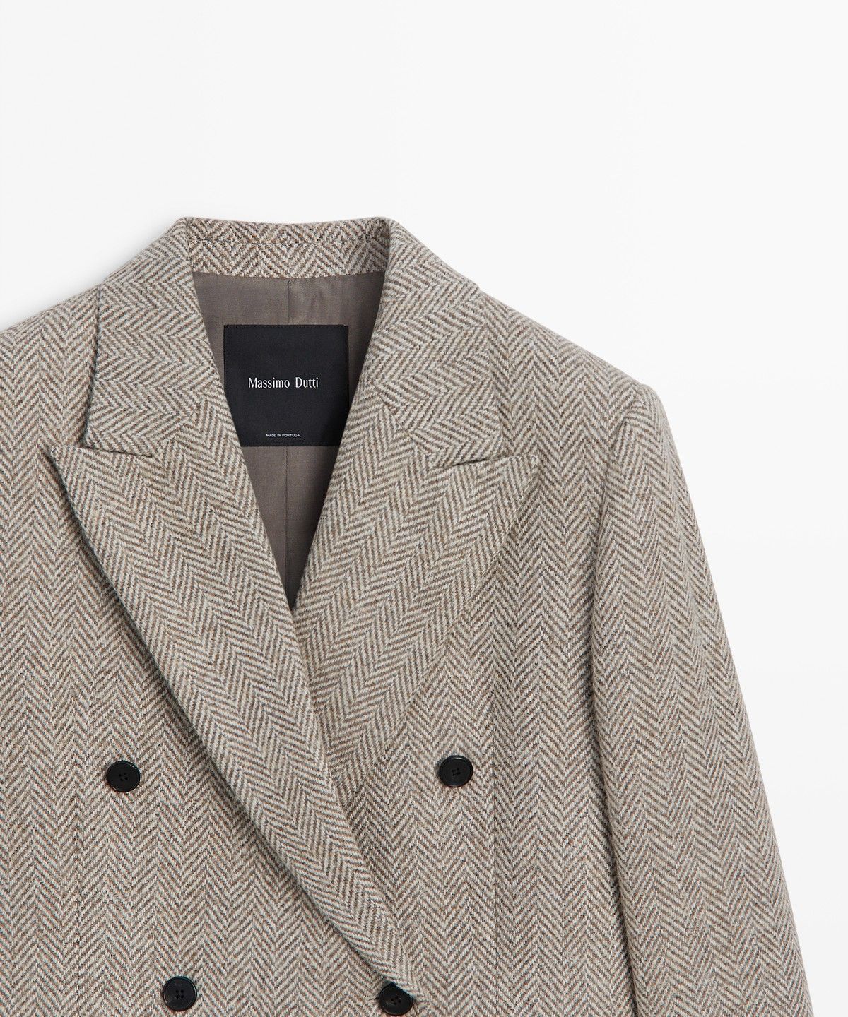 마시모두띠(MASSIMO DUTTI) 헤링본 미디 더블브레스트 코트