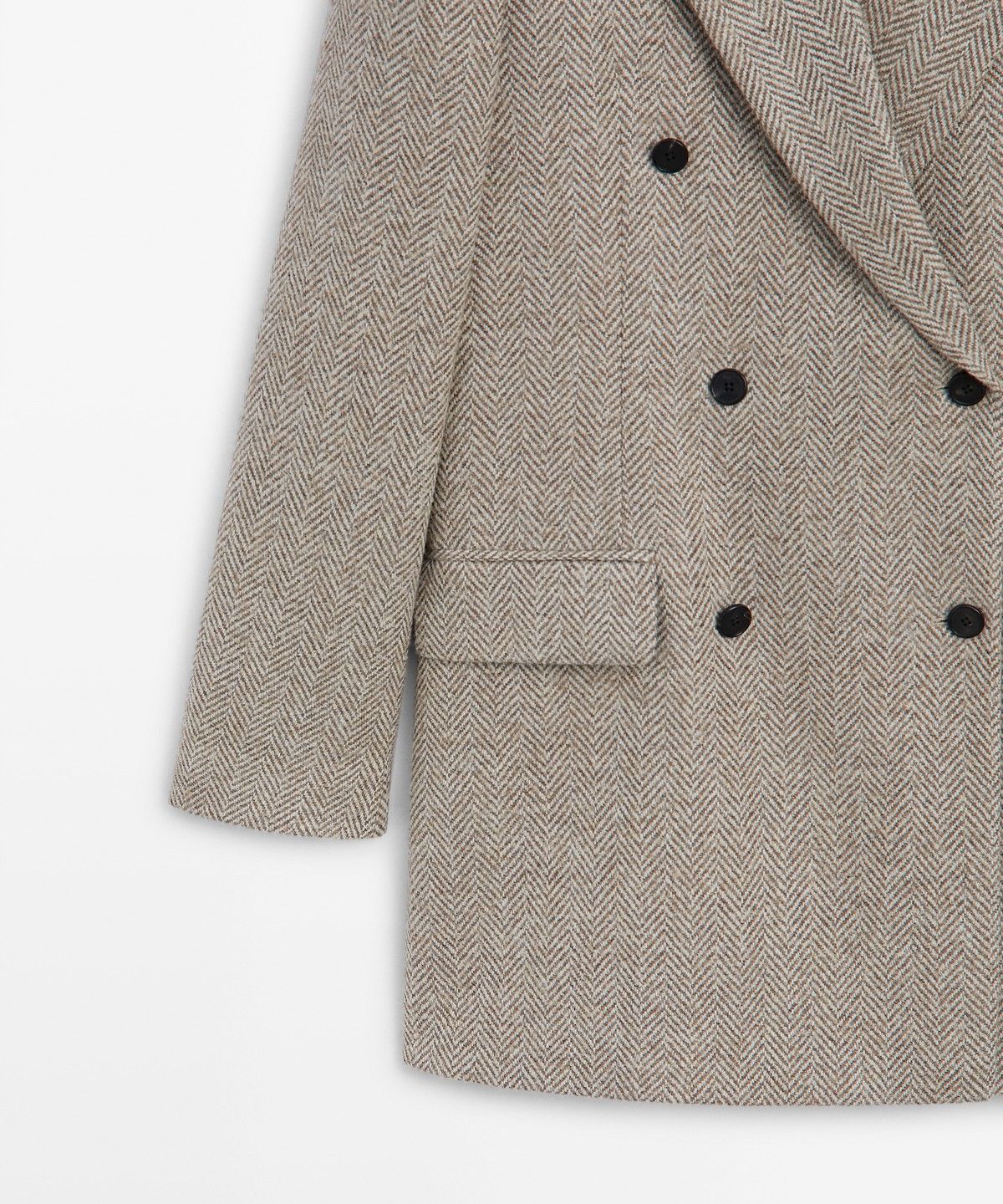 마시모두띠(MASSIMO DUTTI) 헤링본 미디 더블브레스트 코트