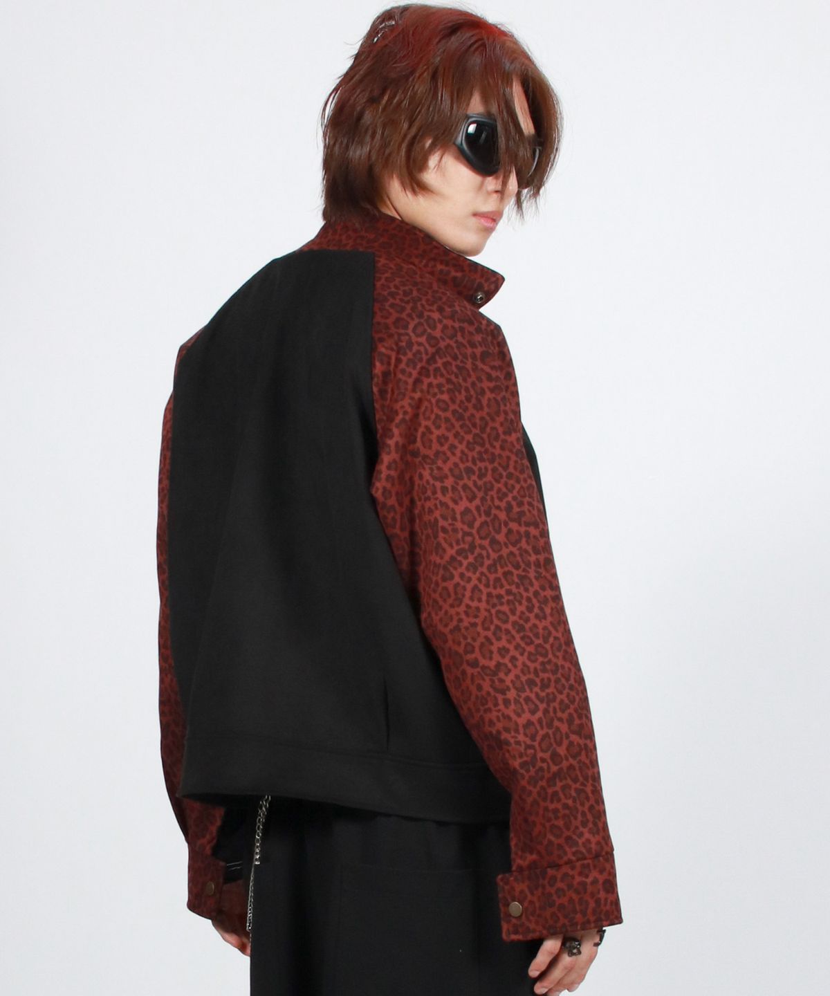 드마크(DEMARC) M Leopard synthetic leather rider blouson jacket -  Burgundy & Black