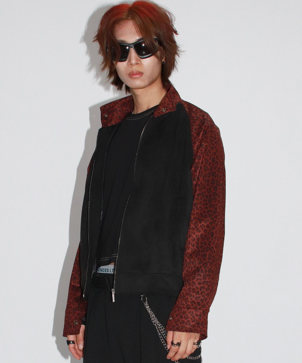 드마크(DEMARC) M Leopard synthetic leather rider blouson jacket -  Burgundy & Black