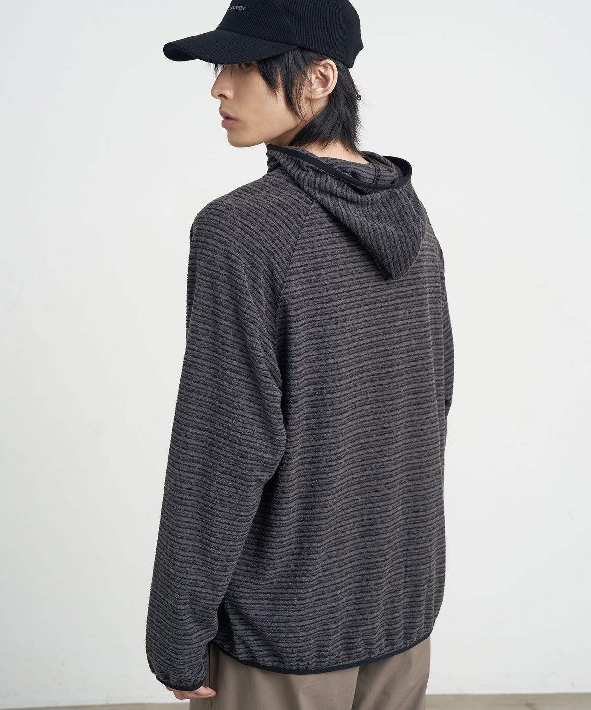 고요웨어(GOYOWEAR) 사이드 집 테리 후디 (브라운 그레이)
