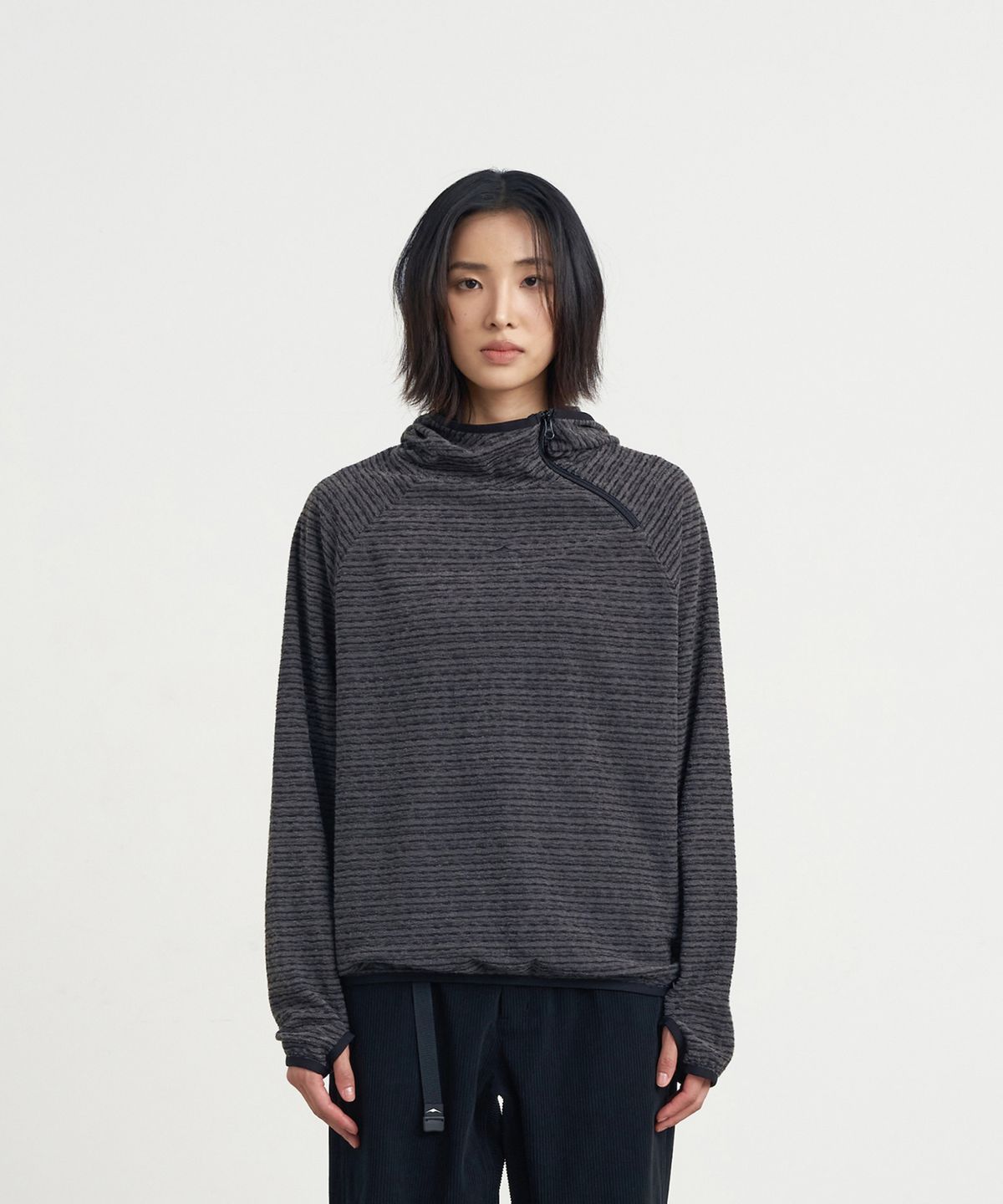 고요웨어(GOYOWEAR) 사이드 집 테리 후디 (브라운 그레이)