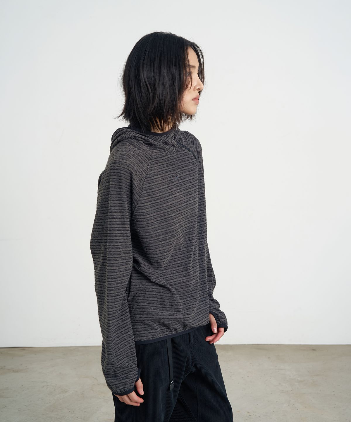 고요웨어(GOYOWEAR) 사이드 집 테리 후디 (브라운 그레이)