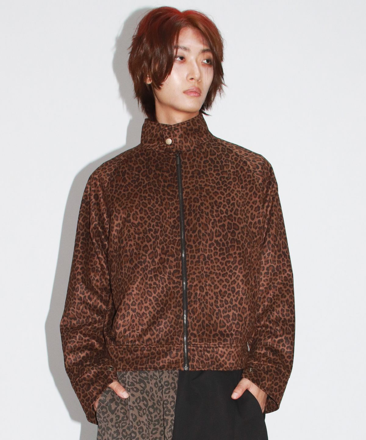 드마크(DEMARC) M Whole Leopard rider blouson synthetic leather jacket -  Brown