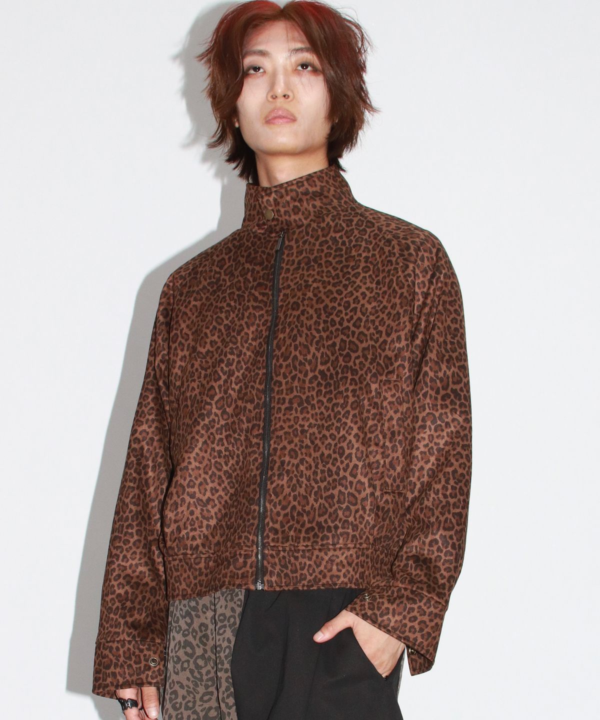 드마크(DEMARC) M Whole Leopard rider blouson synthetic leather jacket -  Brown