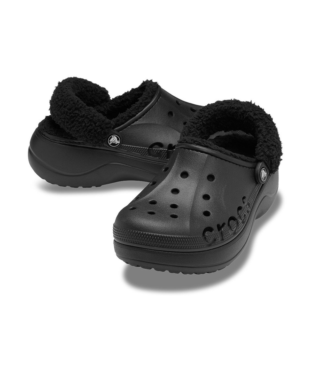 크록스(CROCS) 여성 바야 플랫폼 라인드 퍼즈 스트랩 클로그 BK (26FWCL214911)