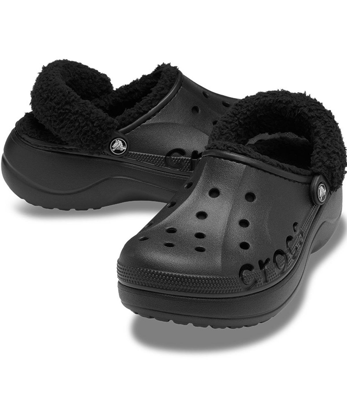 크록스(CROCS) 여성 바야 플랫폼 라인드 퍼즈 스트랩 클로그 BK (26FWCL214911)