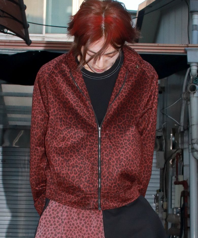 M Whole Leopard rider blouson synthetic leather jacket - Burgundy