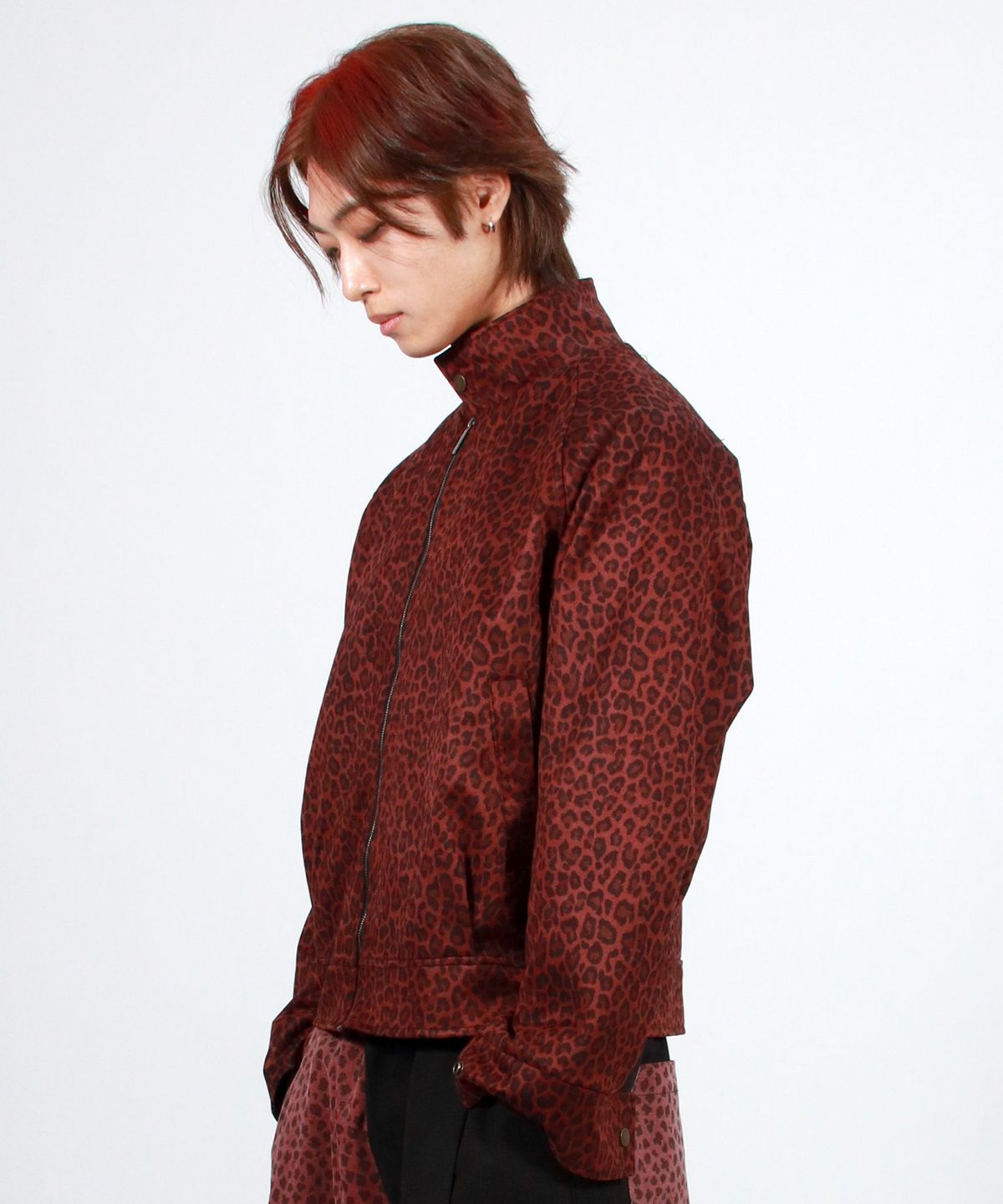 드마크(DEMARC) M Whole Leopard rider blouson synthetic leather jacket - Burgundy