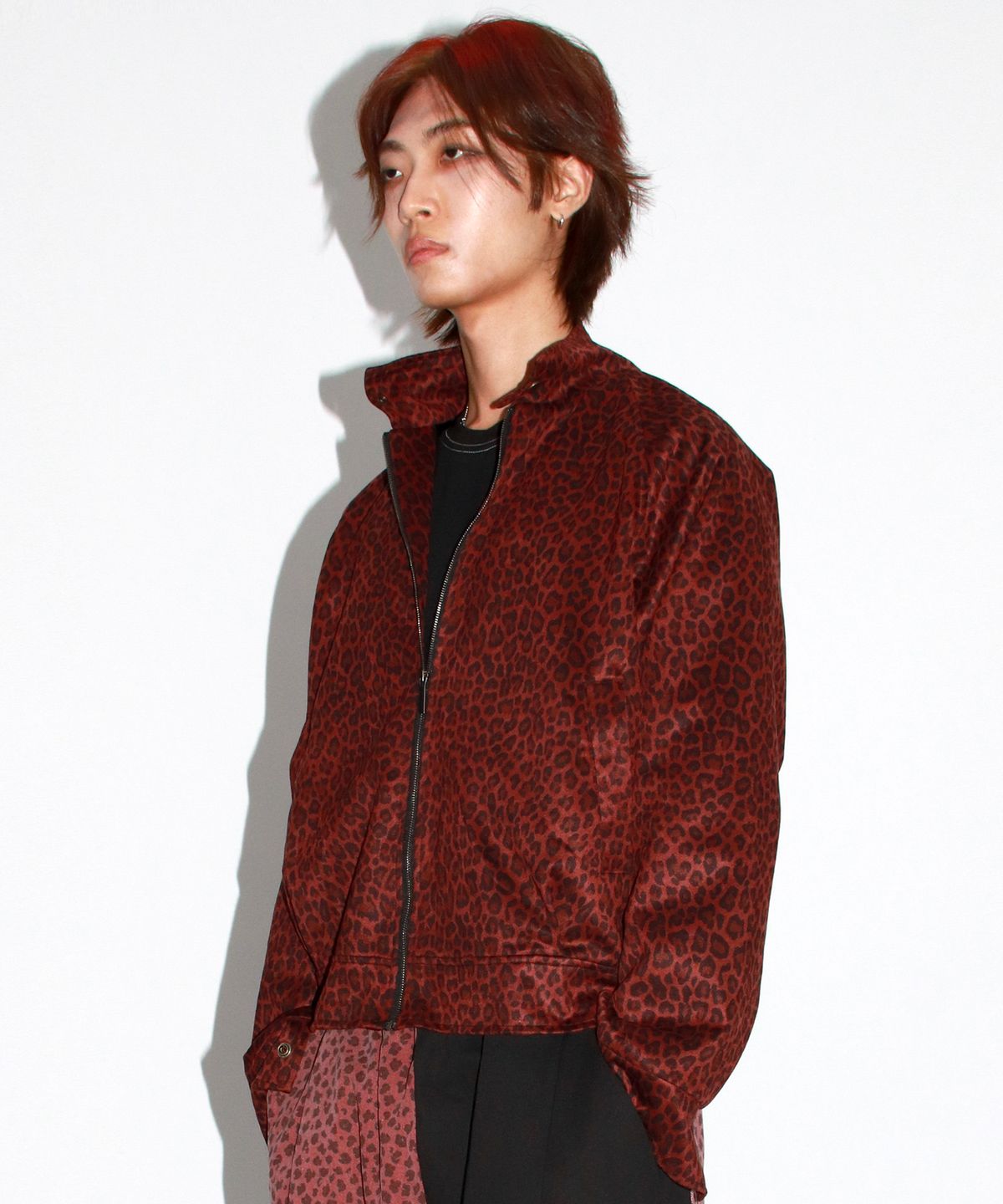 드마크(DEMARC) M Whole Leopard rider blouson synthetic leather jacket - Burgundy