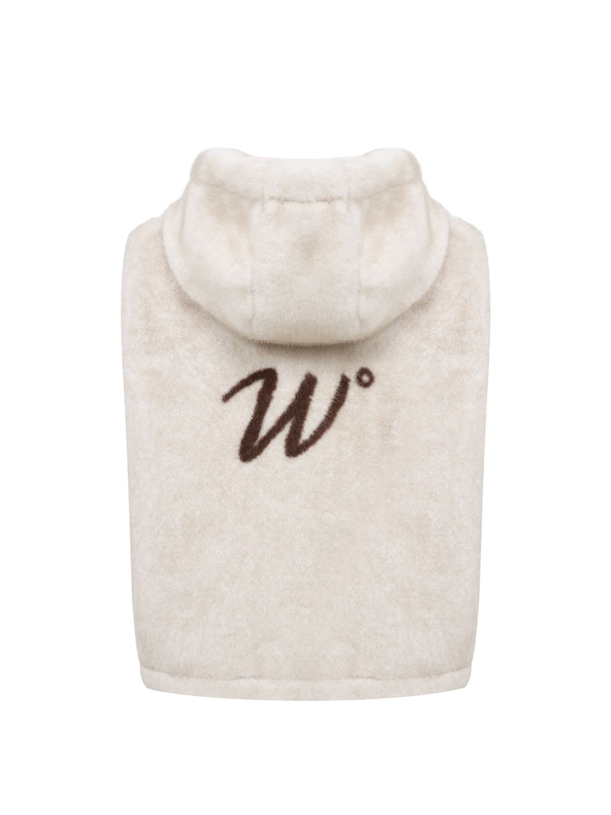 와이드앵글(WIDEANGLE) CO 플럼핑 페이크밍크 후드 베스트 L_Beige_WWW26671E2