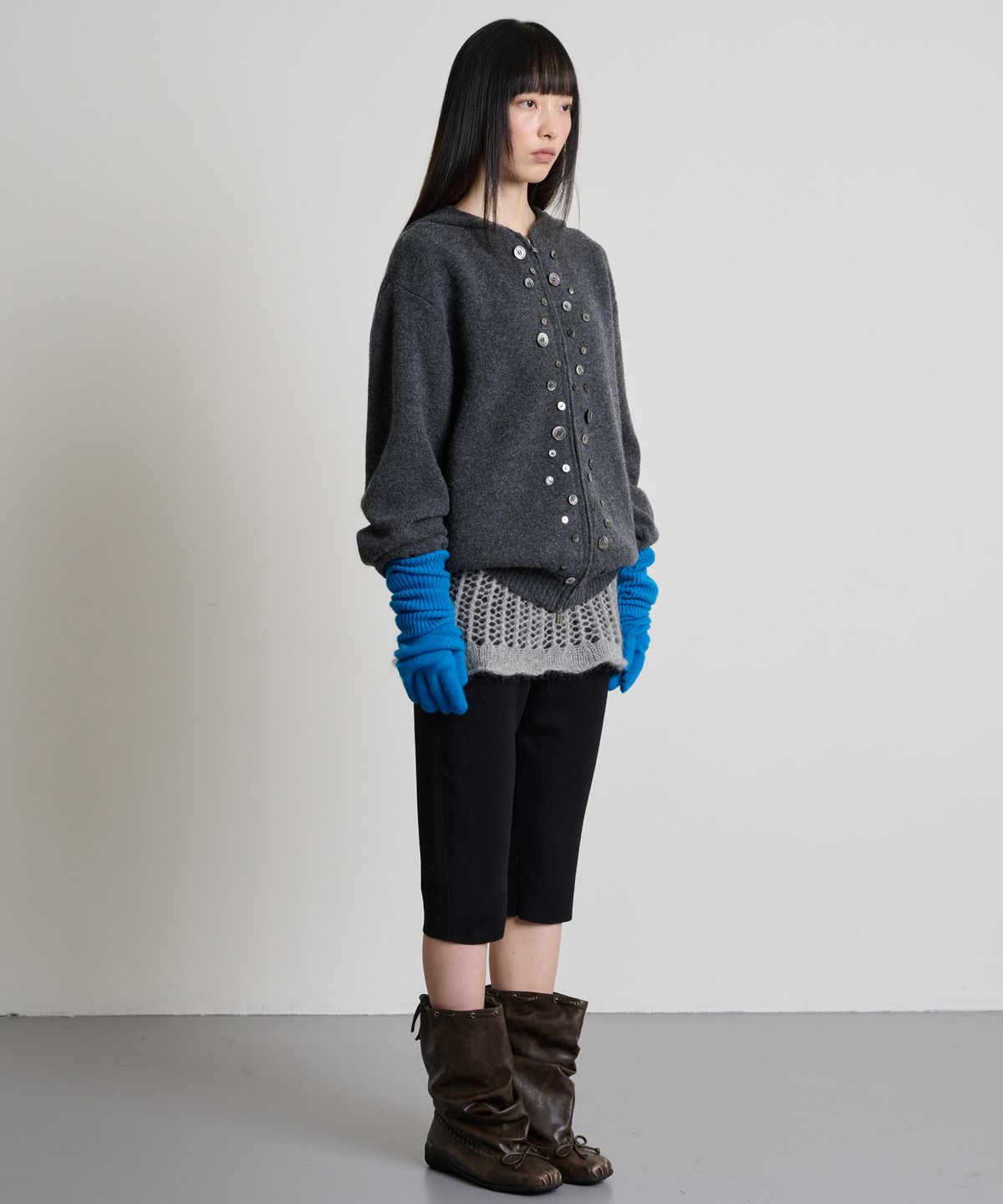 더애틋(THE AÉTUT) Kid Mohair Low Gauge Mini Skirt_Melange Grey