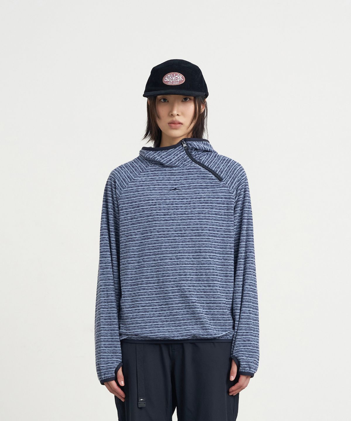고요웨어(GOYOWEAR) 사이드 집 테리 후디 (블루)