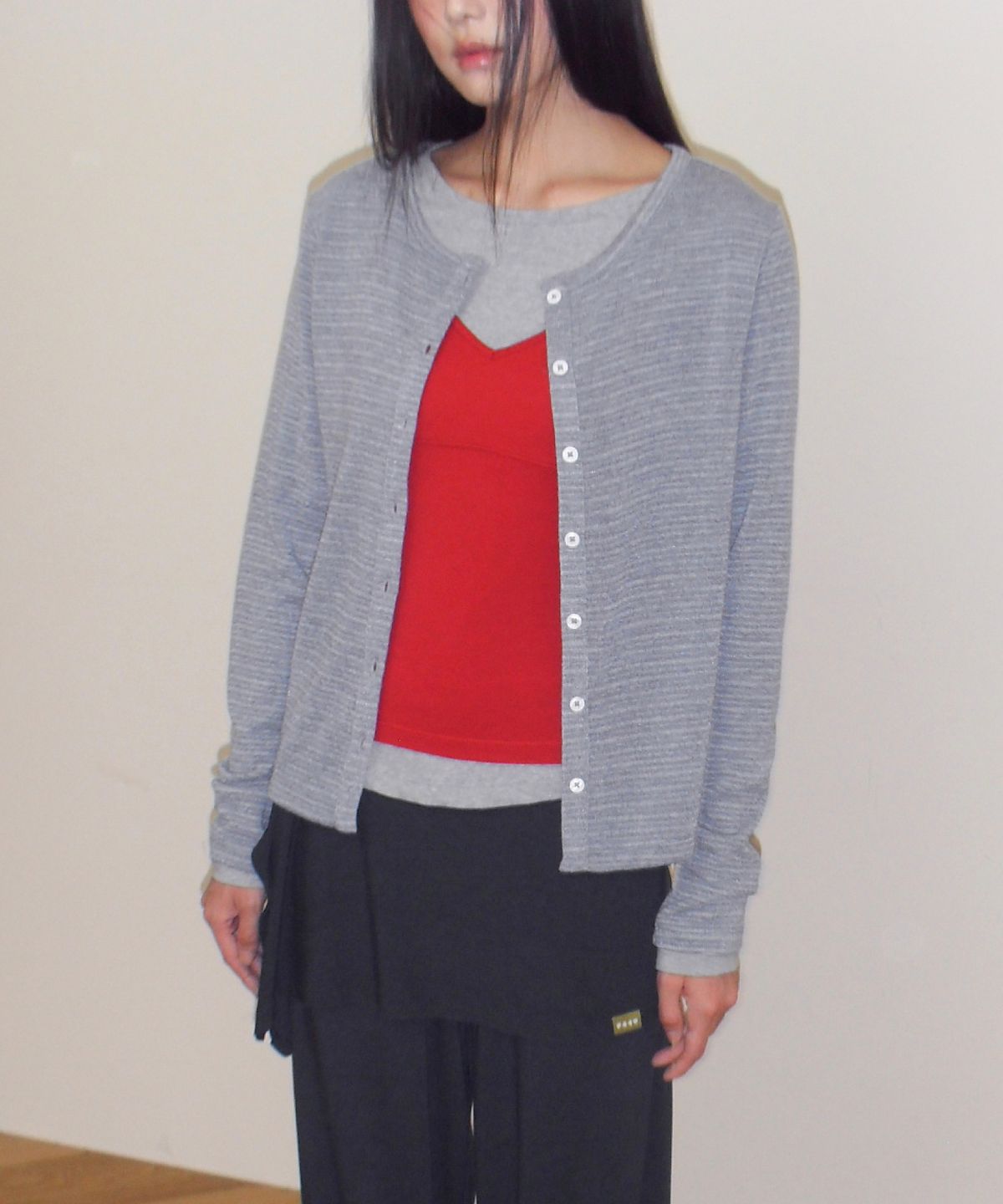 포에브(POEV) Two-way Button Cardigan - Grey
