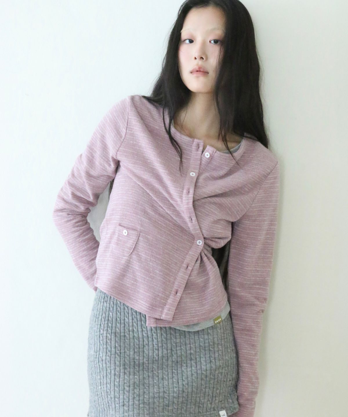 포에브(POEV) Two-way Button Cardigan - Indi Pink