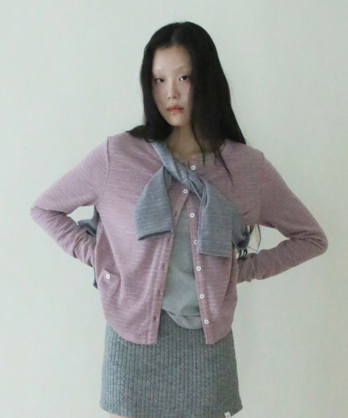 포에브(POEV) Two-way Button Cardigan - Indi Pink