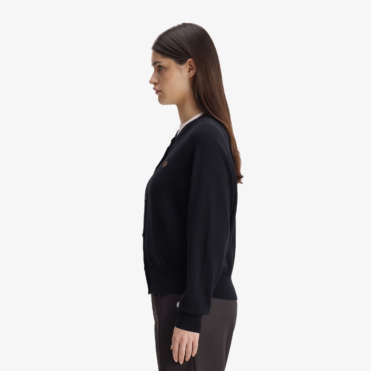 프레드페리(FRED PERRY) [Womens] 오버사이즈드 크루넥 가디건 - 블랙 AFPF2G33141-102