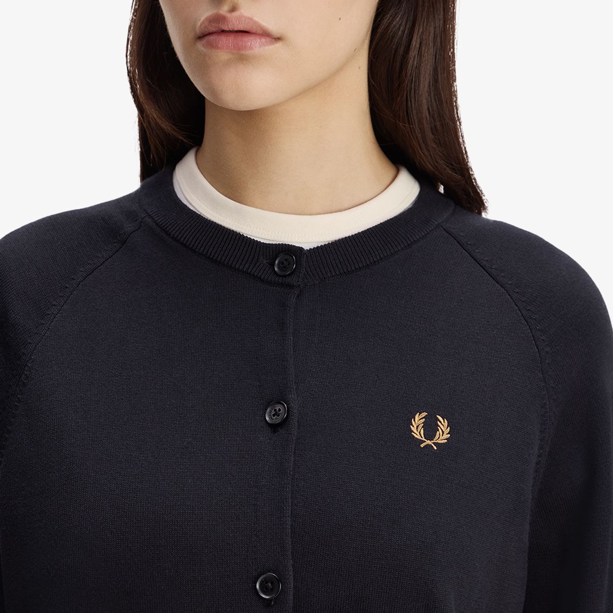 프레드페리(FRED PERRY) [Womens] 오버사이즈드 크루넥 가디건 - 블랙 AFPF2G33141-102