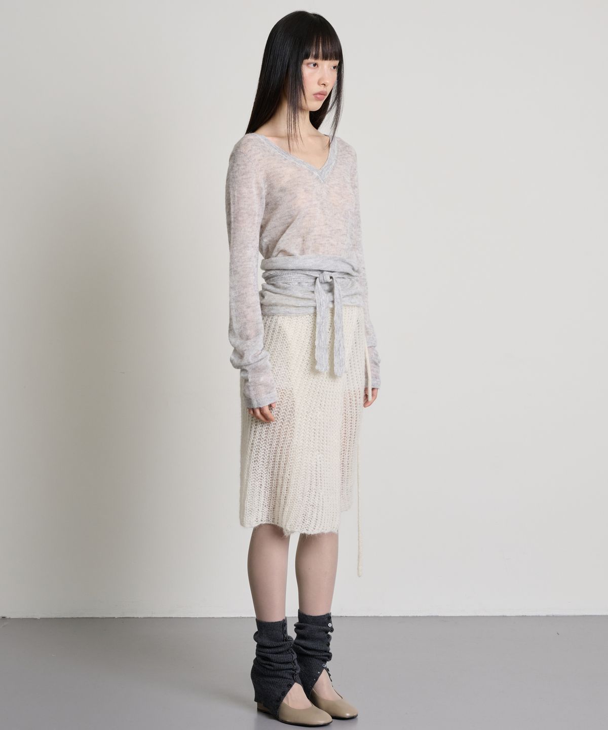 더애틋(THE AÉTUT) Kid Mohair Low Gauge Wrap Skirt_Ivory