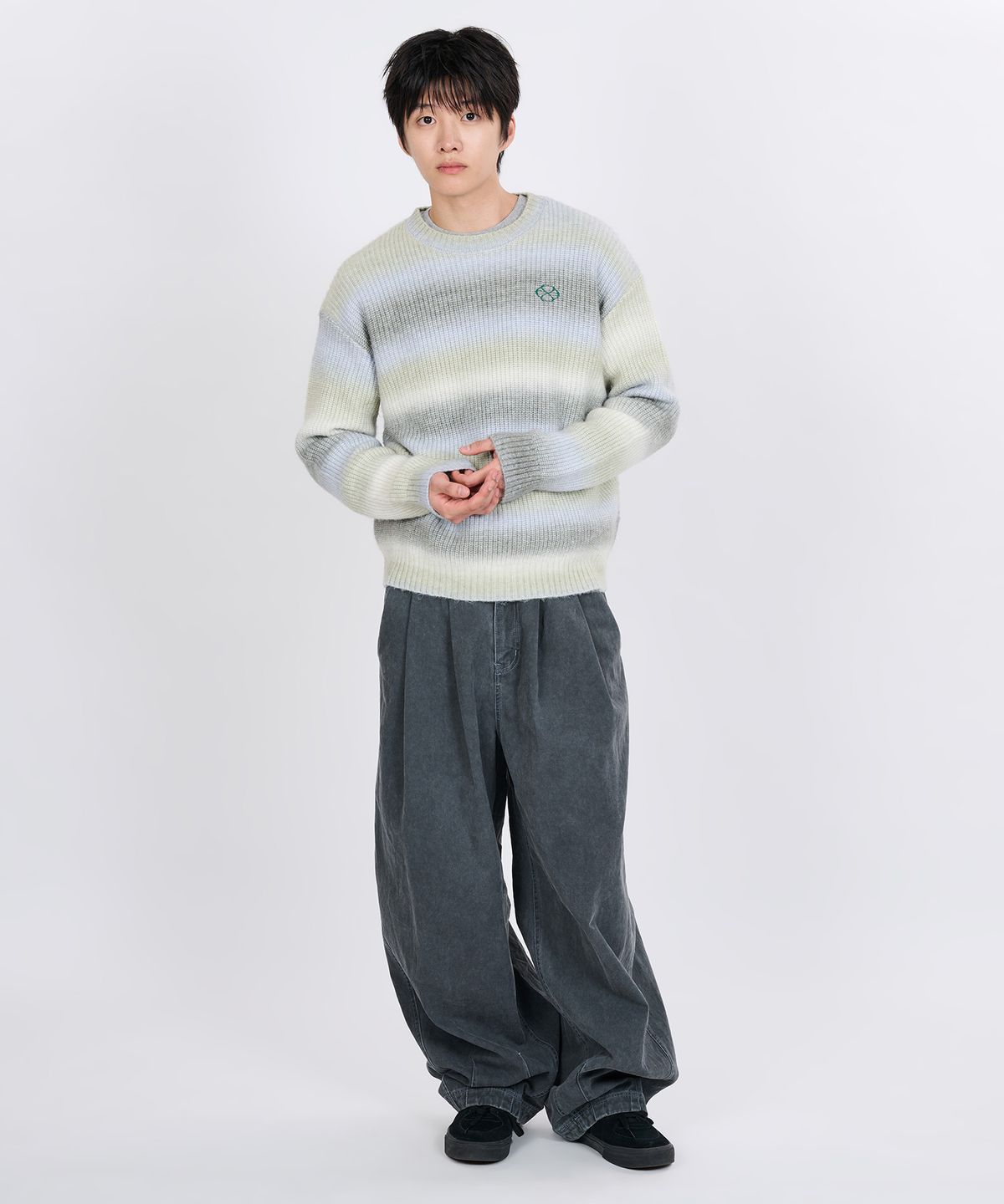 논타입(NONTYPE) GRADATION STRIPE KNIT SWEATER(YELLOW)