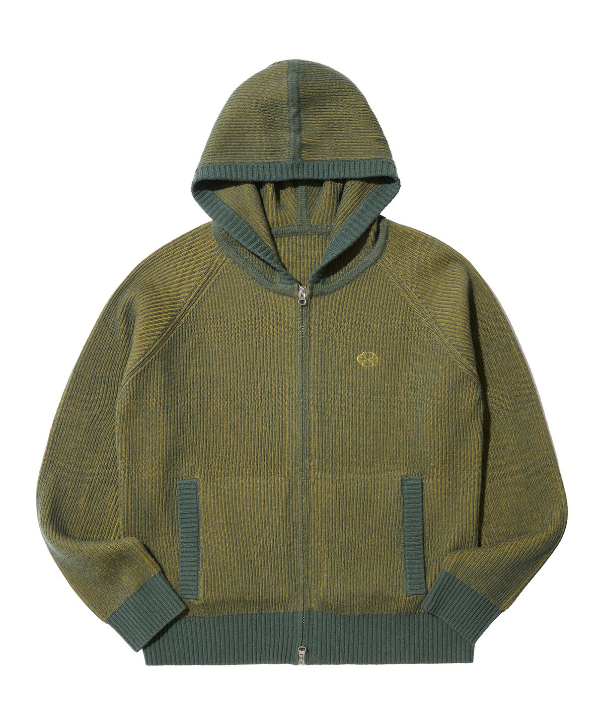논타입(NONTYPE) HOODED KNIT ZIP CARDIGAN (GREEN)