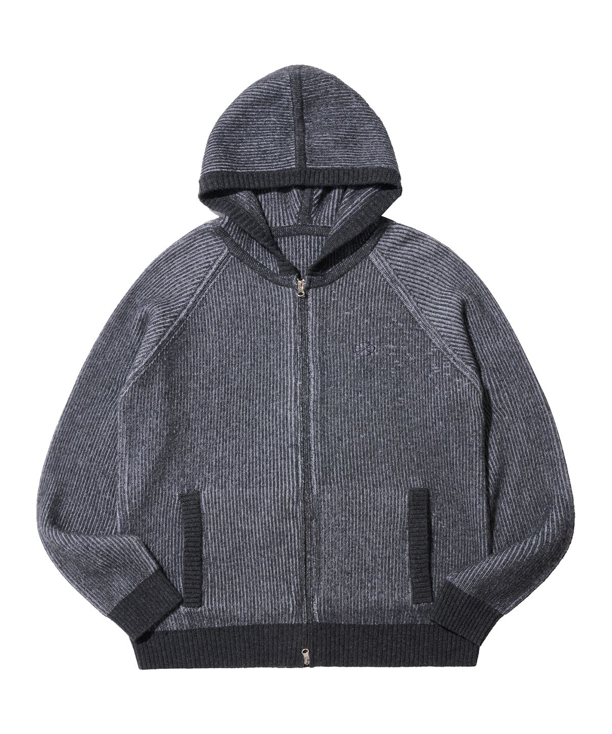 논타입(NONTYPE) HOODED KNIT ZIP CARDIGAN (CHARCOAL)