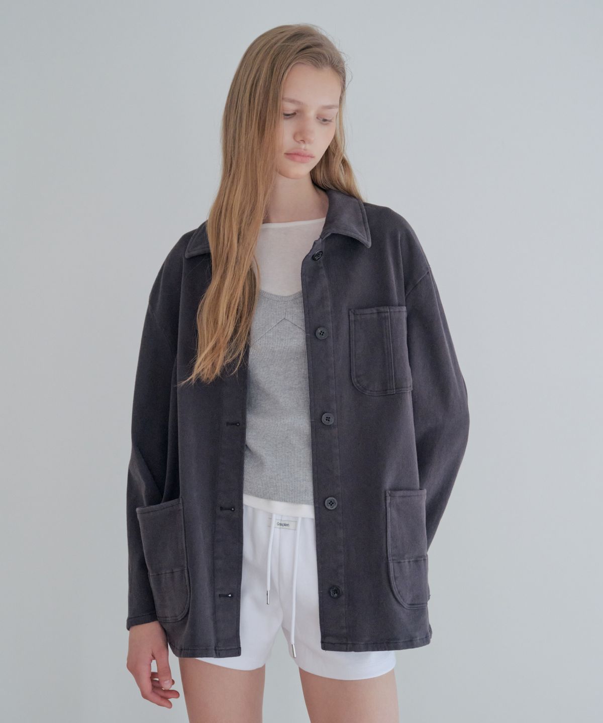 그라스플랜(GRASPLAN) Peach Cotton Work Jacket_Dark Gray