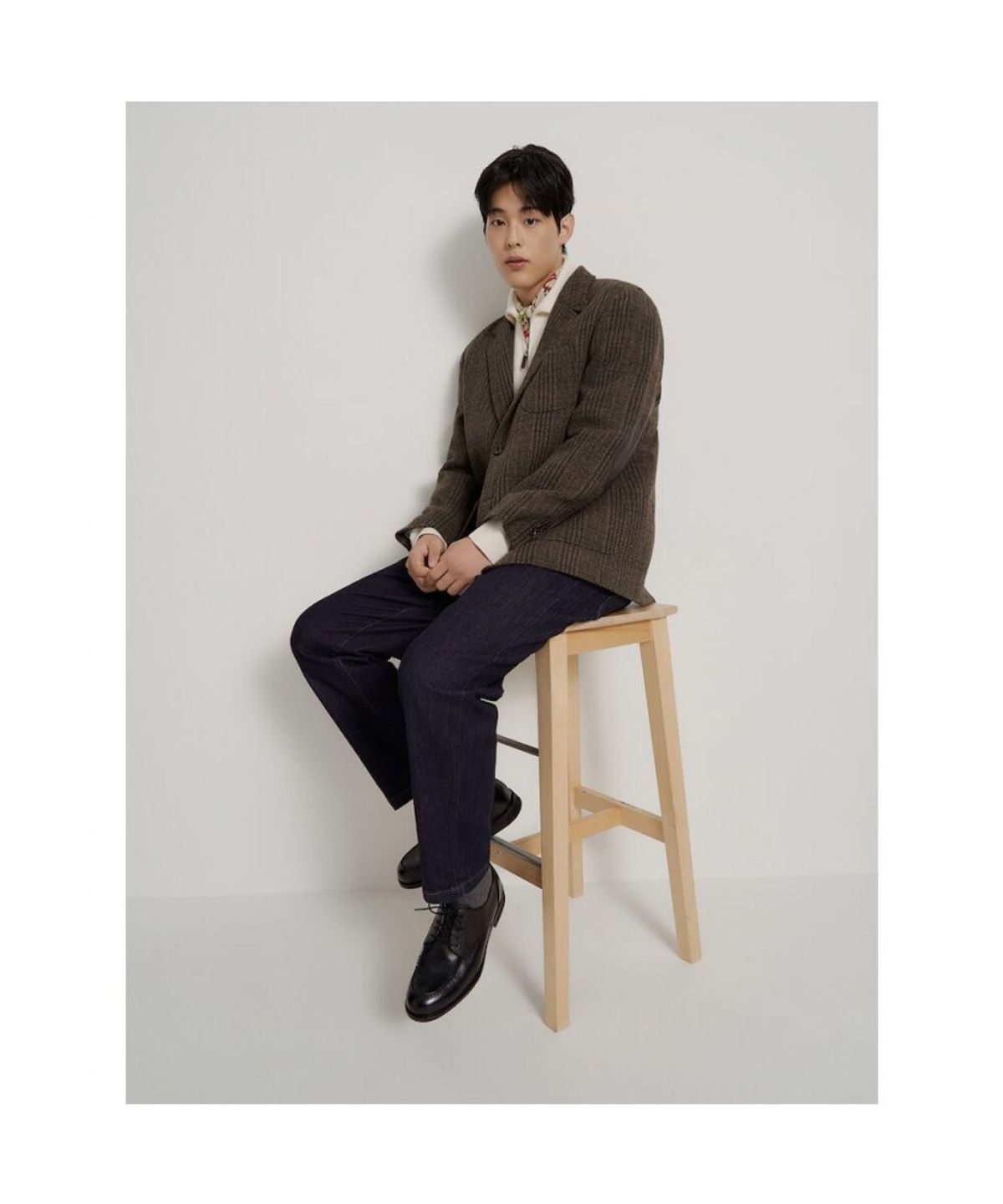 빈폴 멘(BEANPOLE MEN) 해리스 트위드 클래식 체크 재킷  브라운