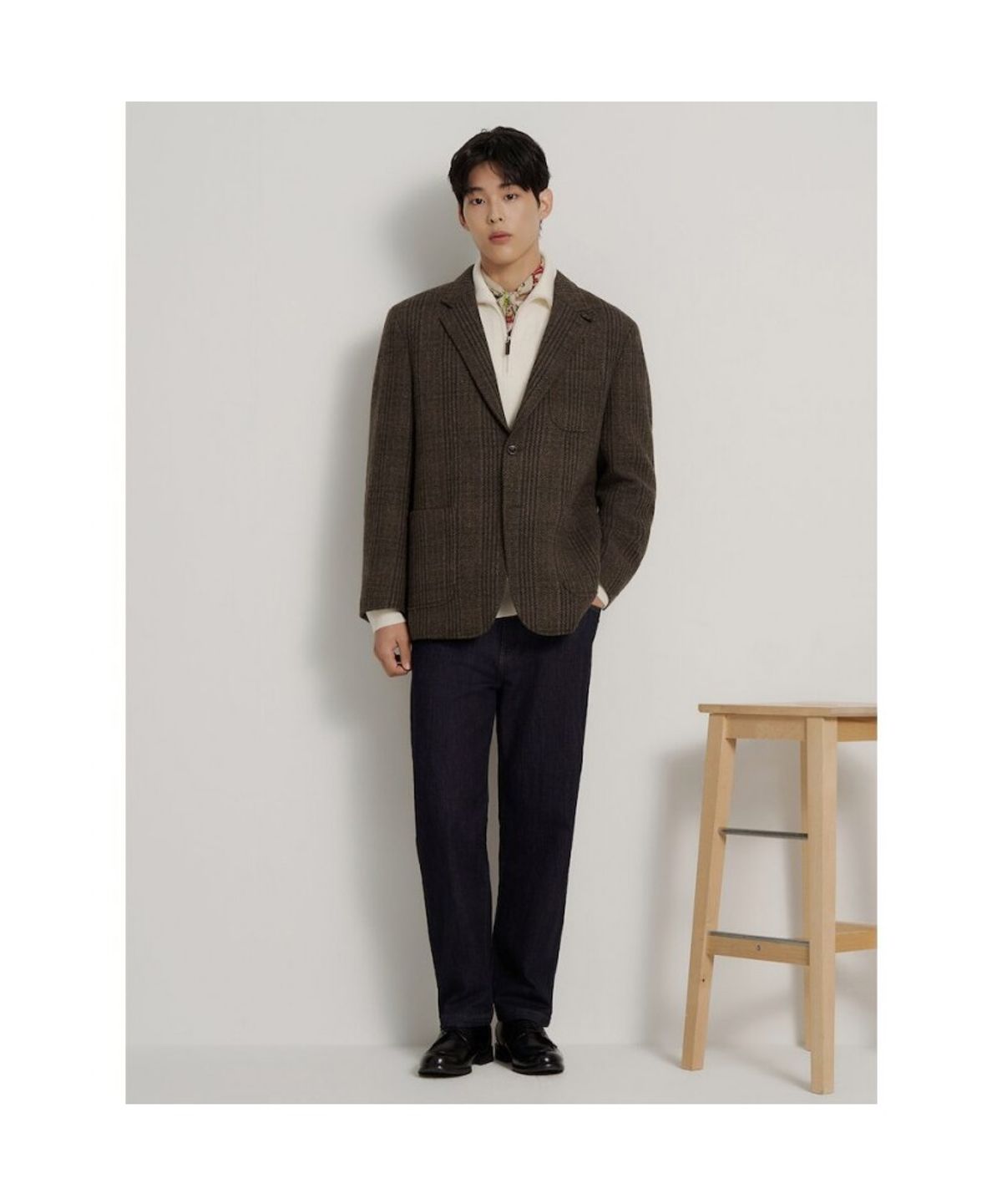 빈폴 멘(BEANPOLE MEN) 해리스 트위드 클래식 체크 재킷  브라운