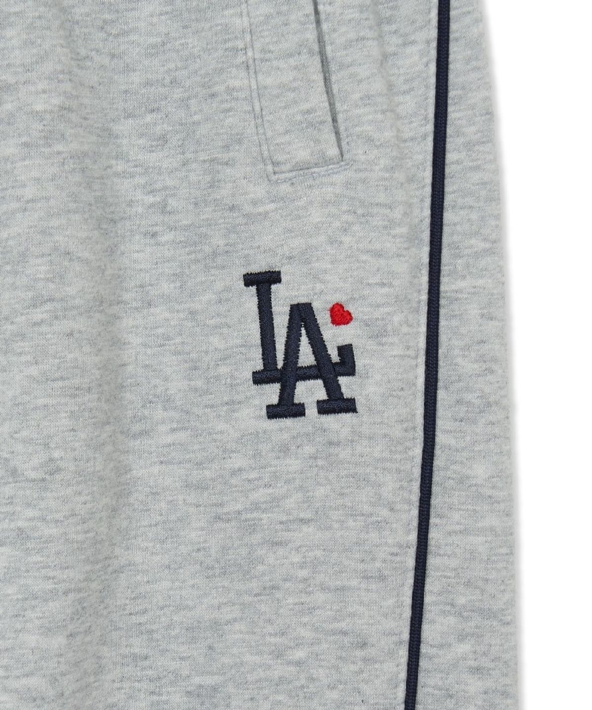 엠엘비 키즈(MLB KIDS) 스포티브 걸즈 기모 세미 와이드 팬츠 LA (Melange Grey)