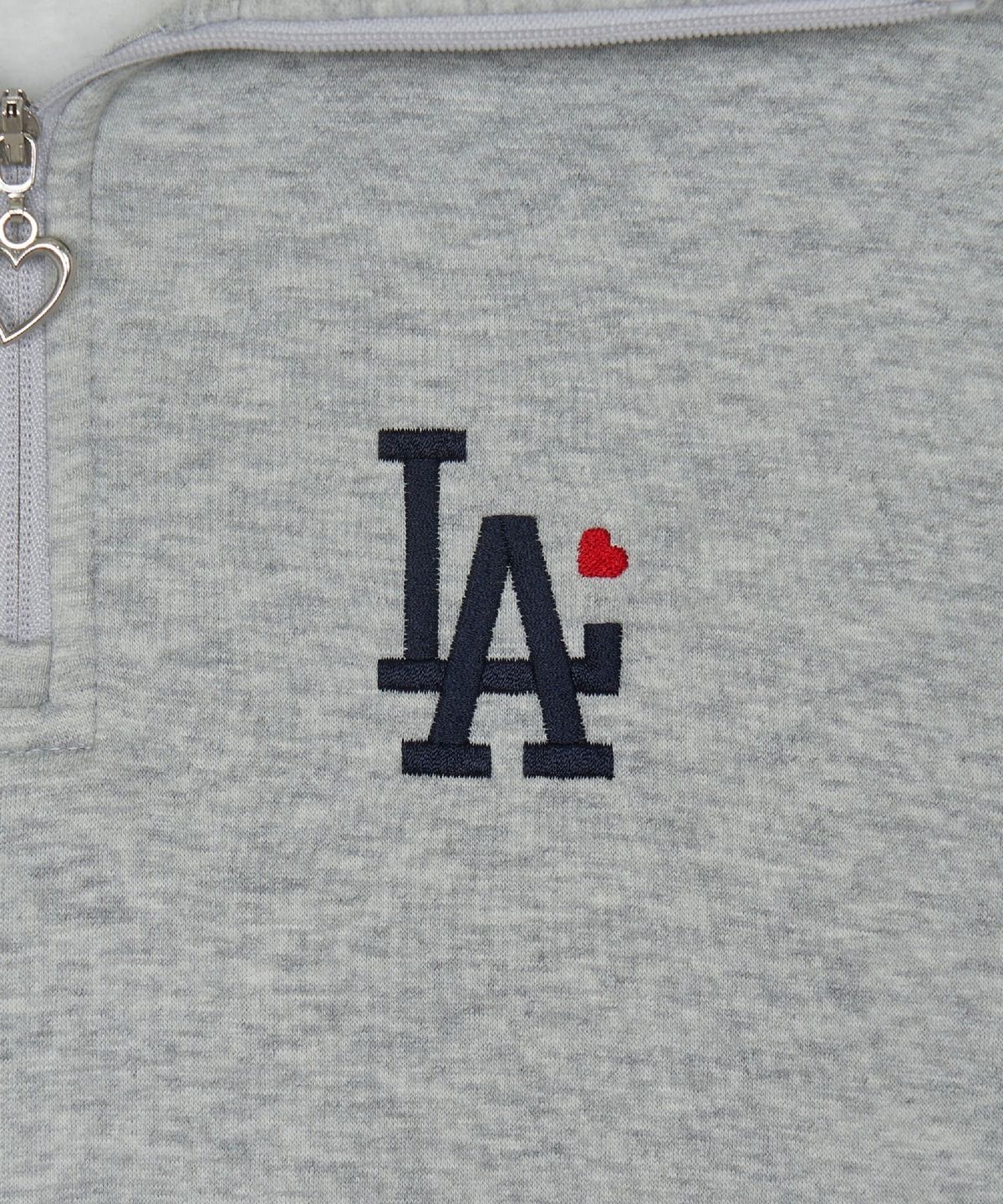 엠엘비 키즈(MLB KIDS) 스포티브 걸즈 도트 레이어드 반집업 기모 맨투맨 LA (Melange Grey)