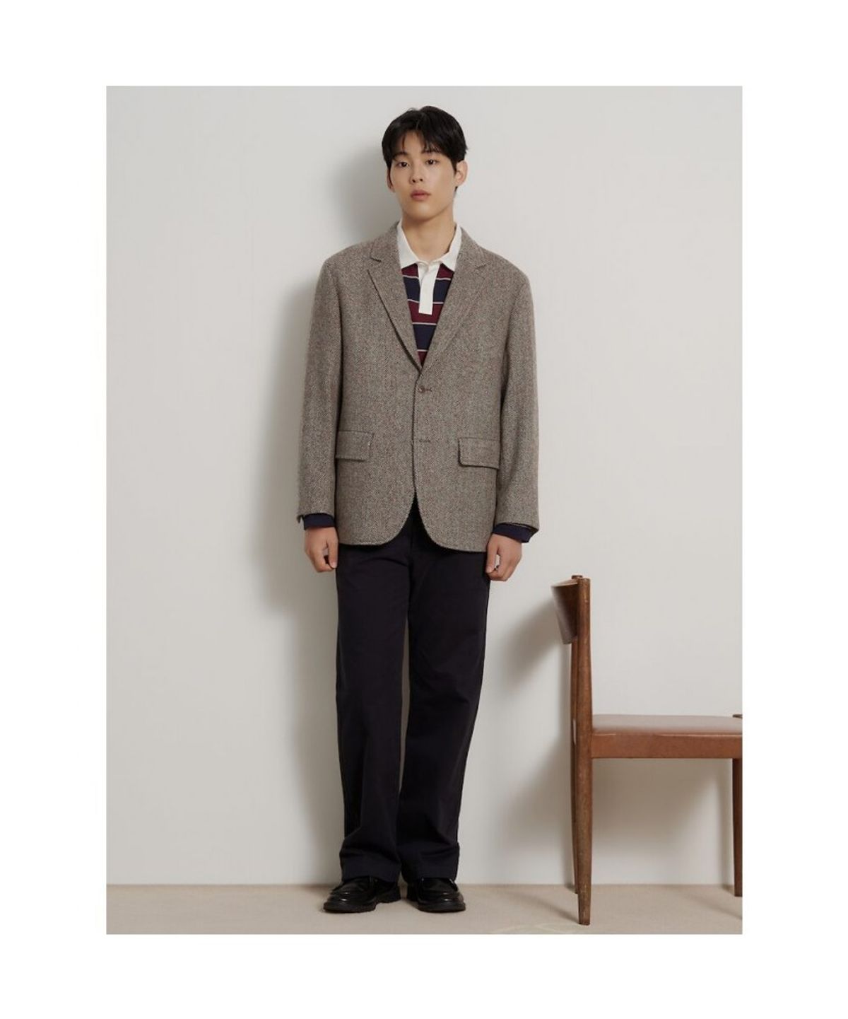 빈폴 멘(BEANPOLE MEN) 빅헤링본 트위드 릴랙스핏 재킷  옐로이시 브라운