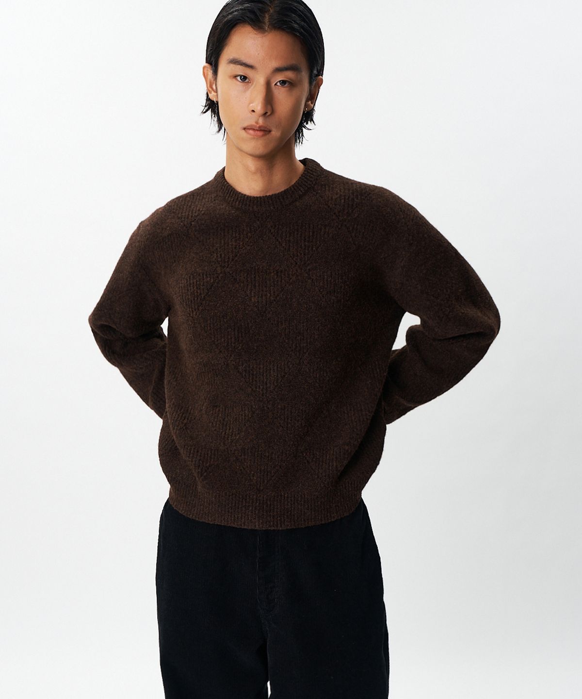 플랙(PLAC) 아가일 풀오버 브라운