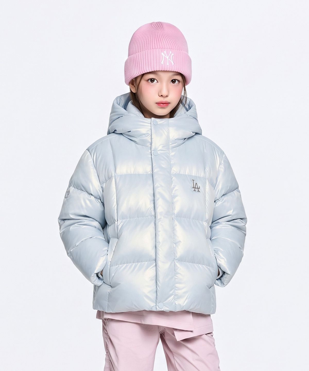엠엘비 키즈(MLB KIDS) 스트릿 걸즈 프리즘 유로피안덕 숏다운 LA (L.SKY BLUE)