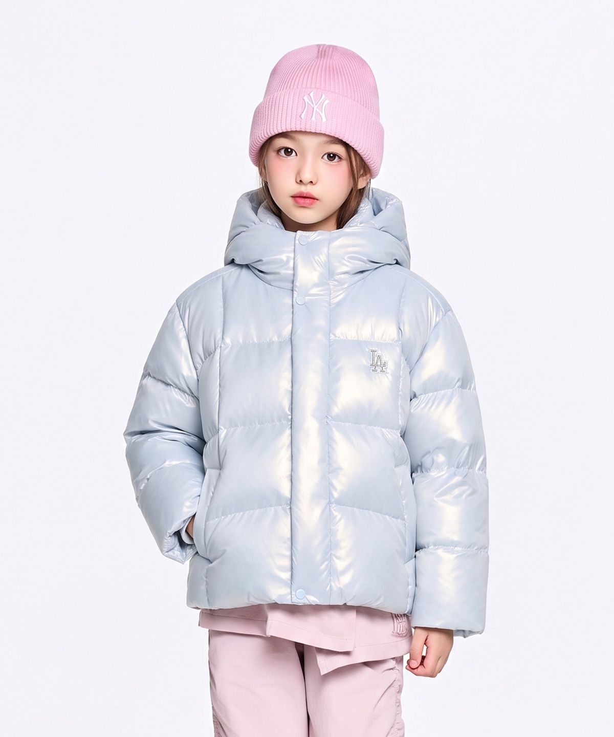 엠엘비 키즈(MLB KIDS) 스트릿 걸즈 프리즘 유로피안덕 숏다운 LA (L.SKY BLUE)