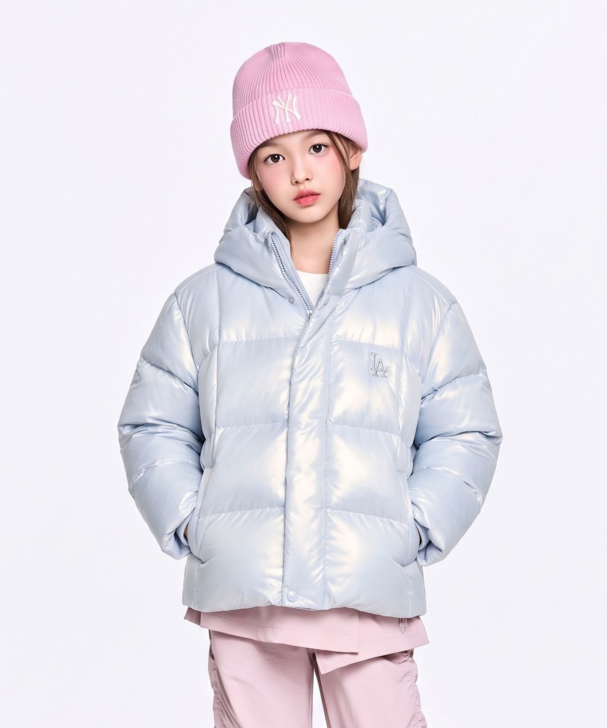 엠엘비 키즈(MLB KIDS) 스트릿 걸즈 프리즘 유로피안덕 숏다운 LA (L.SKY BLUE)