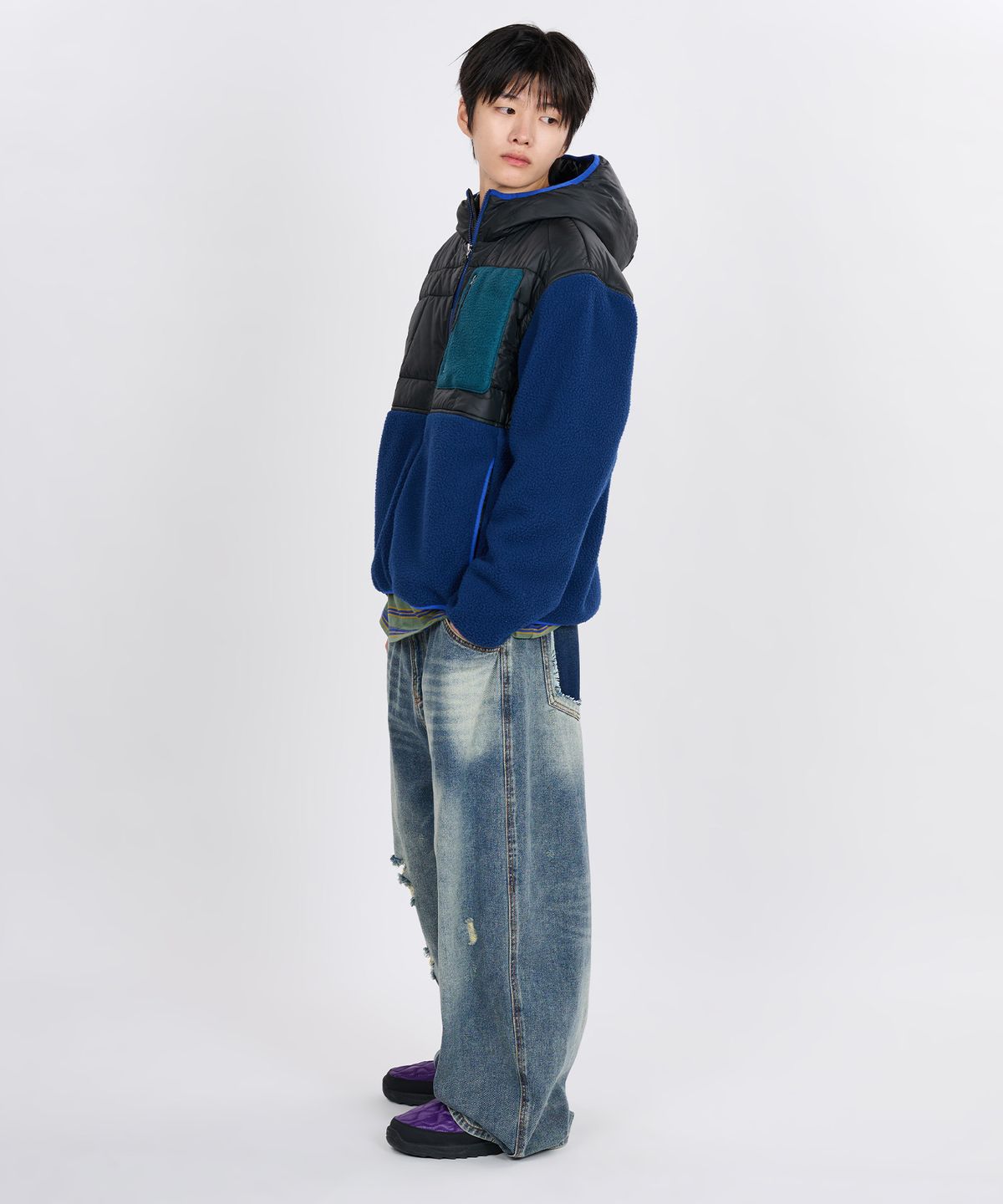 논타입(NONTYPE) QUILTED FLEECE BOMBER (BLUE)