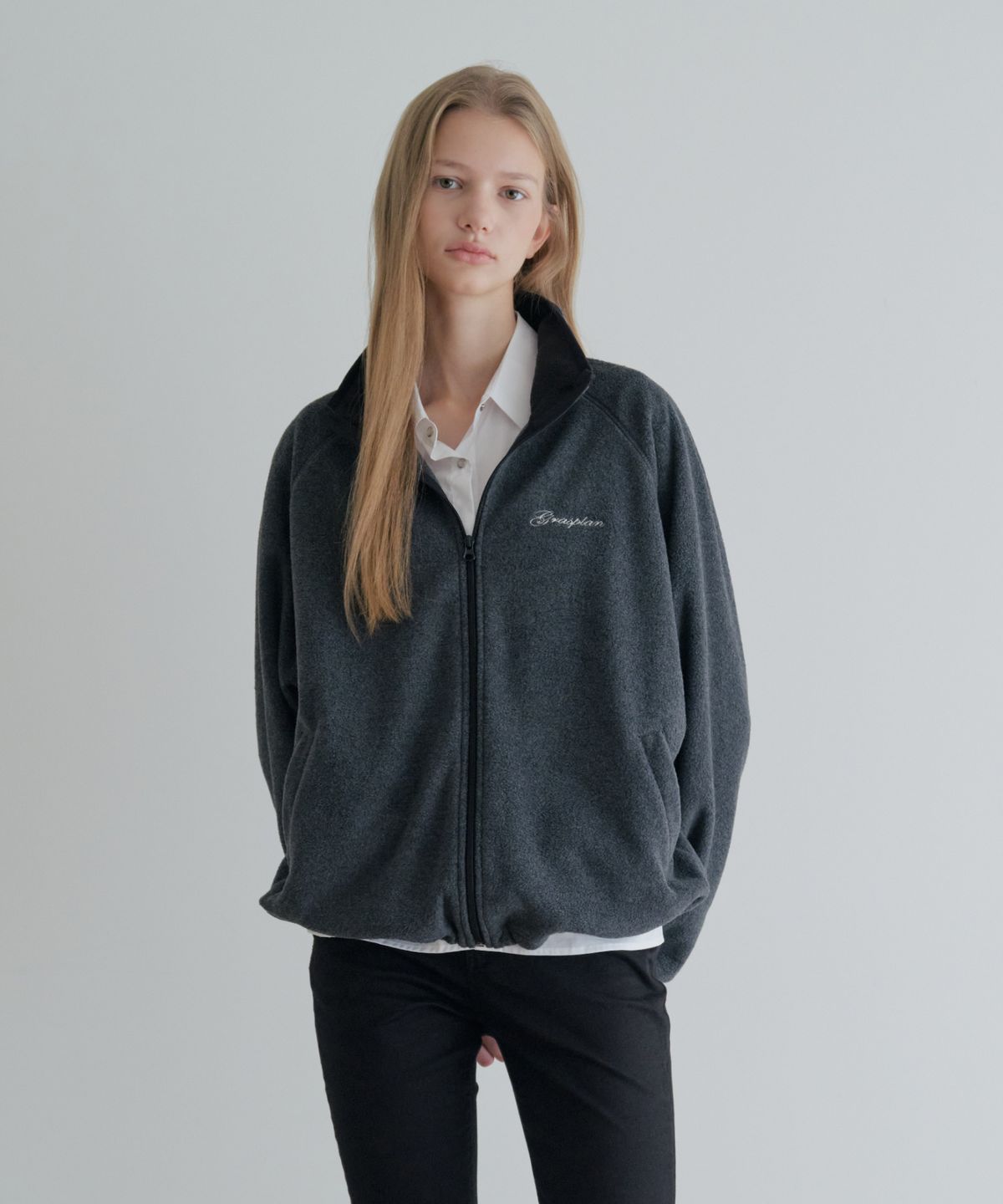 그라스플랜(GRASPLAN) Cozy Fleece Zip-Up_Dark Melange