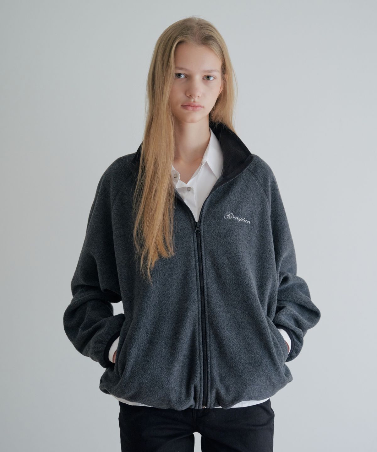 그라스플랜(GRASPLAN) Cozy Fleece Zip-Up_Dark Melange