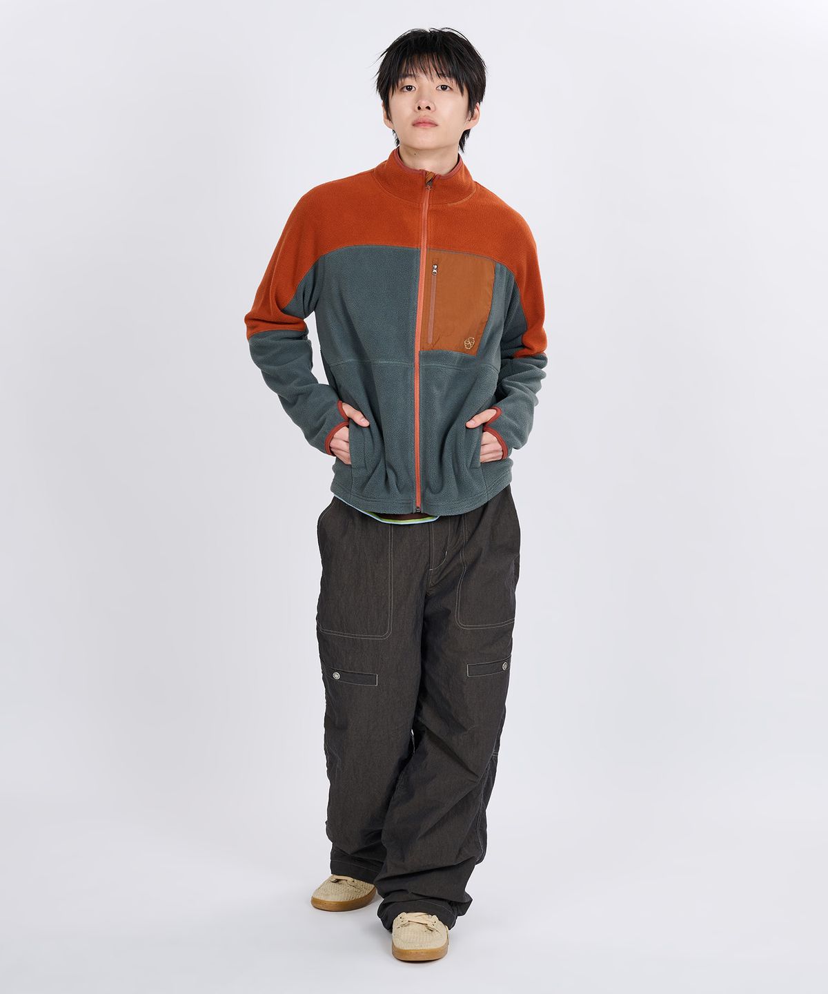 논타입(NONTYPE) RETRO TRAIL FLEECE ZIP-UP JACKET (ORANGE)