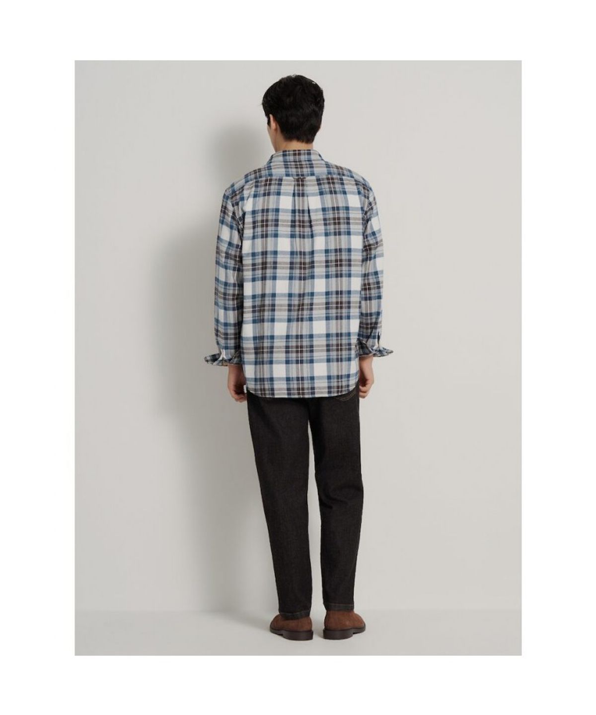 빈폴 멘(BEANPOLE MEN) 브러쉬드 빅 체크 셔츠  블루