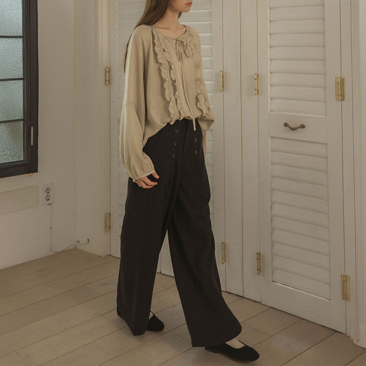 프라우드 마리(PROUD MARY) PM_High waist button wide pants_2color