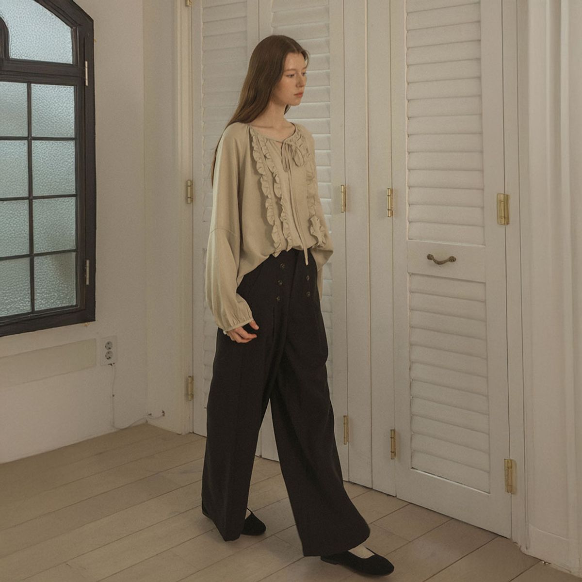 프라우드 마리(PROUD MARY) PM_Ruffle ribbon tie blouse