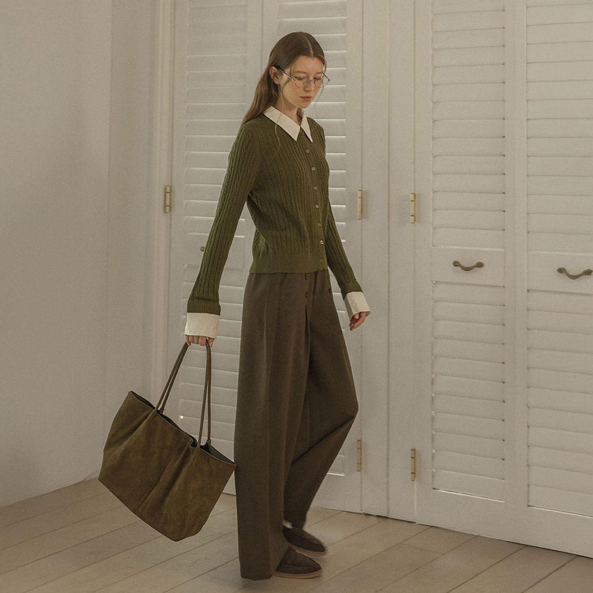 프라우드 마리(PROUD MARY) PM_Contrast collar ribbed cardigan