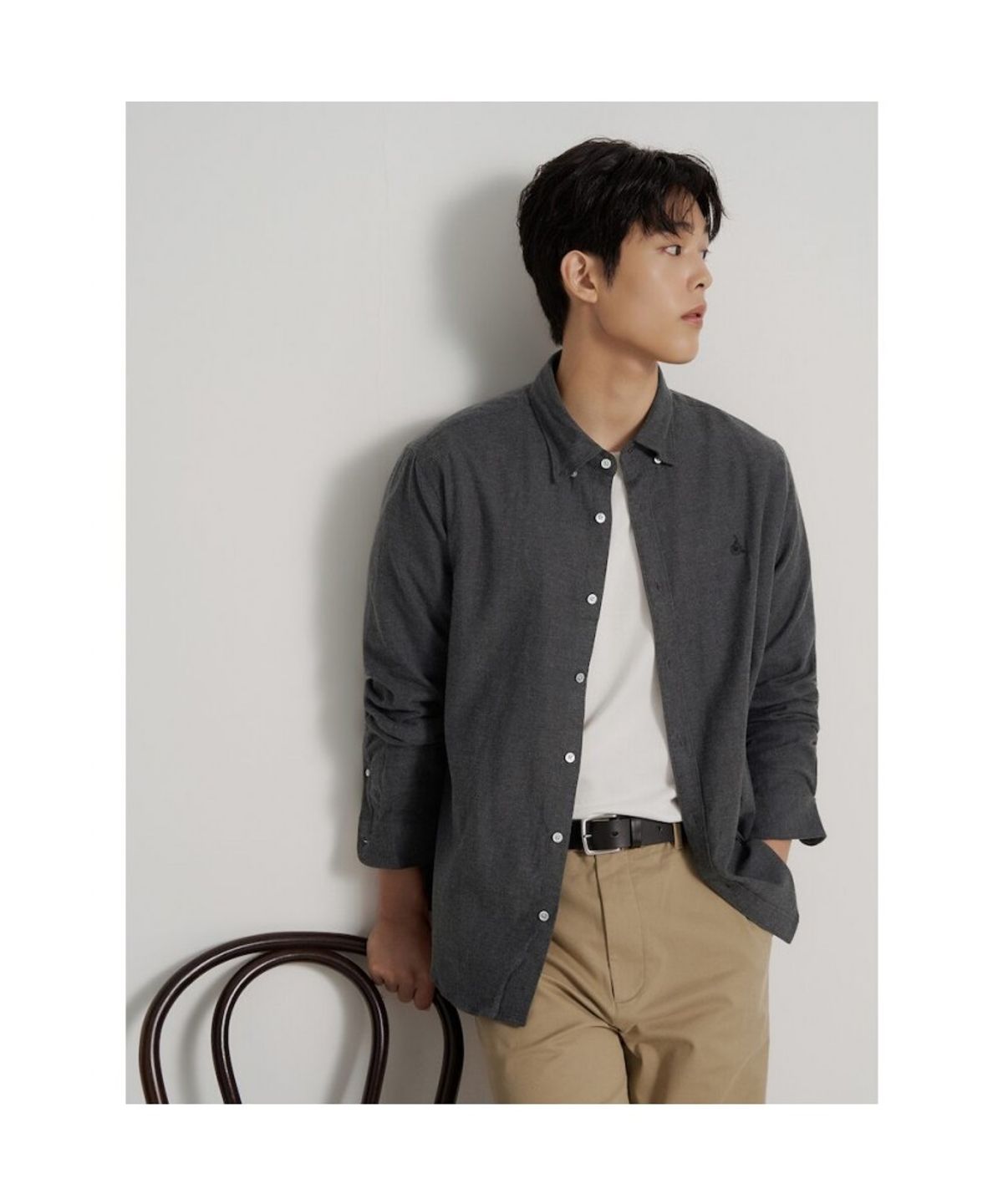 빈폴 멘(BEANPOLE MEN) 브러쉬드 헤링본 셔츠  애쉬